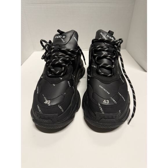 Balenciaga All Over Triple S Black Logo Lace Low Top Sneakers Men’s Us 10 EU 43 main image 12